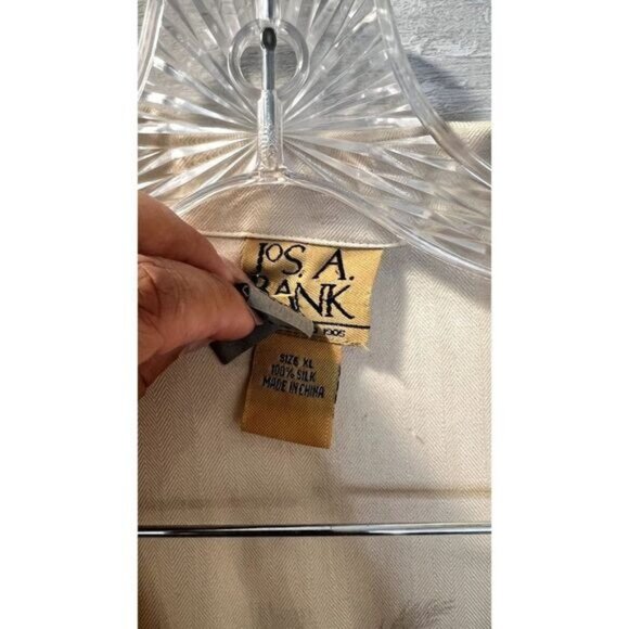 JoS A BANK Mens Relaxed-fit SILK Button Down Short-Sleeve Camp Beach‎ Shirt - Picture 5 of 6